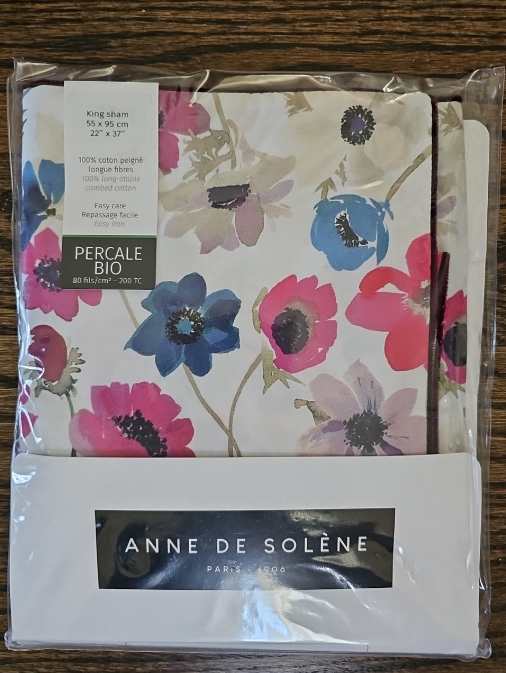 ANNE DE SOLENE France PRAIRIE ORGANIC COTTON FLORAL KING SHAM $125, New!